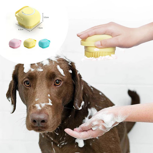 Silicone Bath Massage Brush with Shampoo Pouring Inside - PawsAndPartners